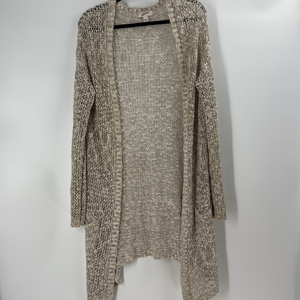 Arizona jeans beige crochet open weave flowing lightweight duster